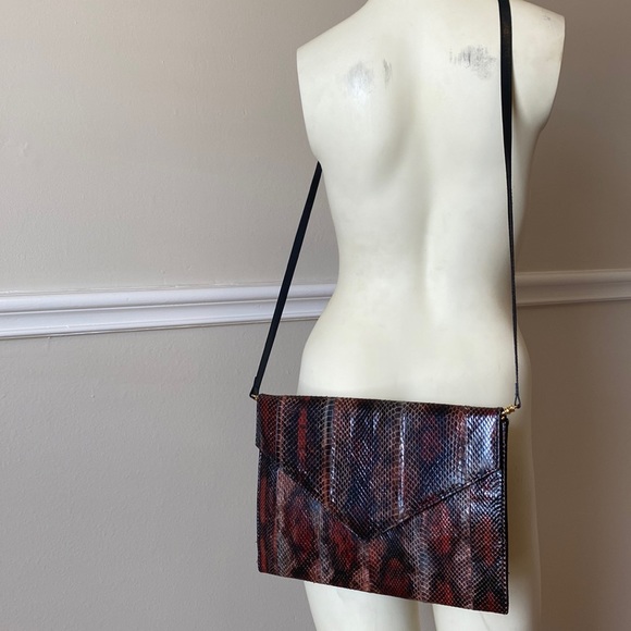 J.Renee Handbags - Vintage 1970’s  multi color snakeskin J.Reneé Hong Kong clutch/removable straps